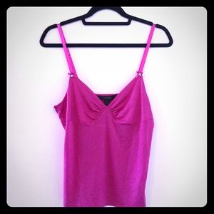Express bling bow strap fuchsia tank top